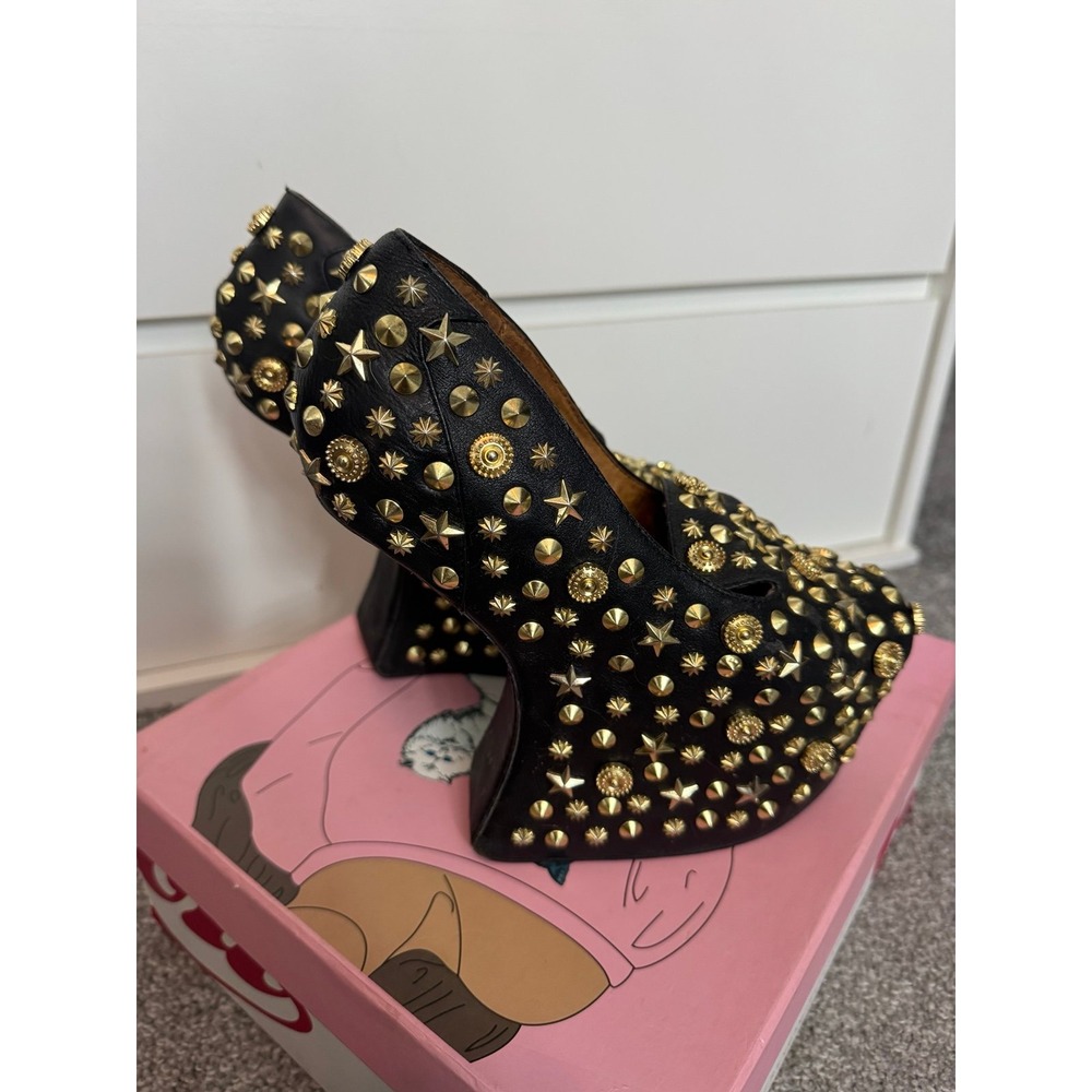 Jeffrey Campbell Studded Platform Heels Black Gold Size 7 - Picture 5 of 12